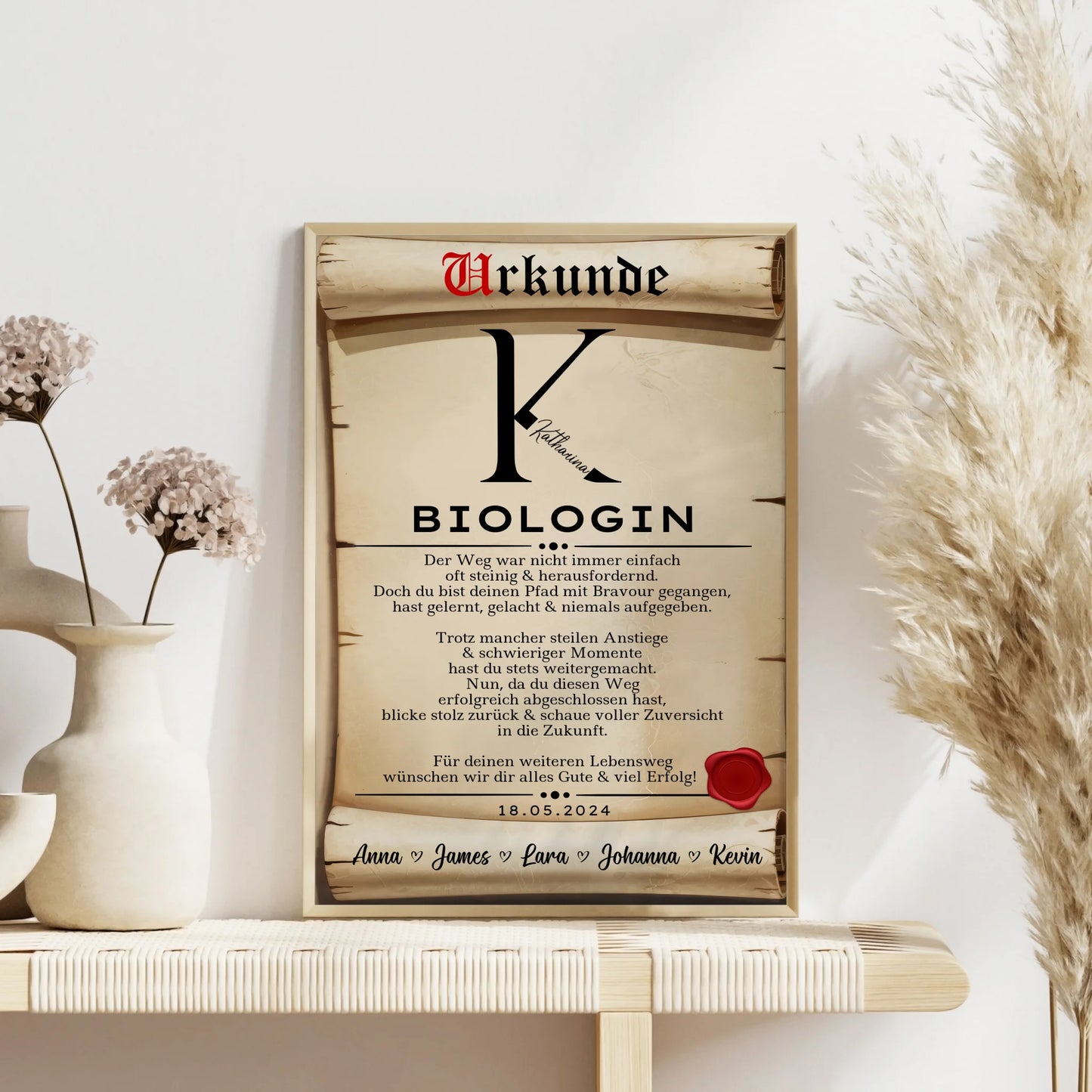 Geschenk Zum Abschluss Ausbildung Biologin Poster Urkunde