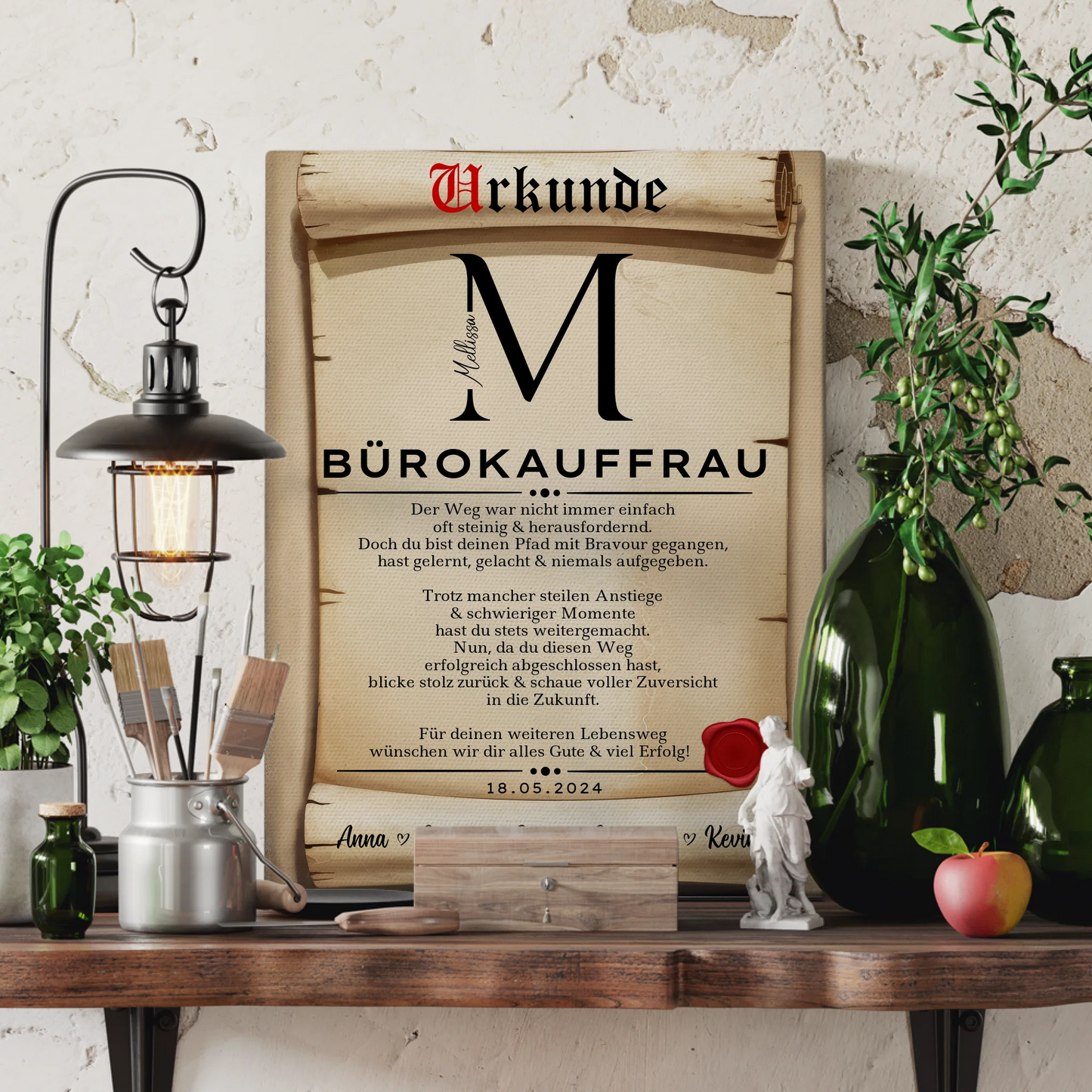 Ausbildungsabschluss Geschenk Bürokauffrau Leinwand Urkunde 3