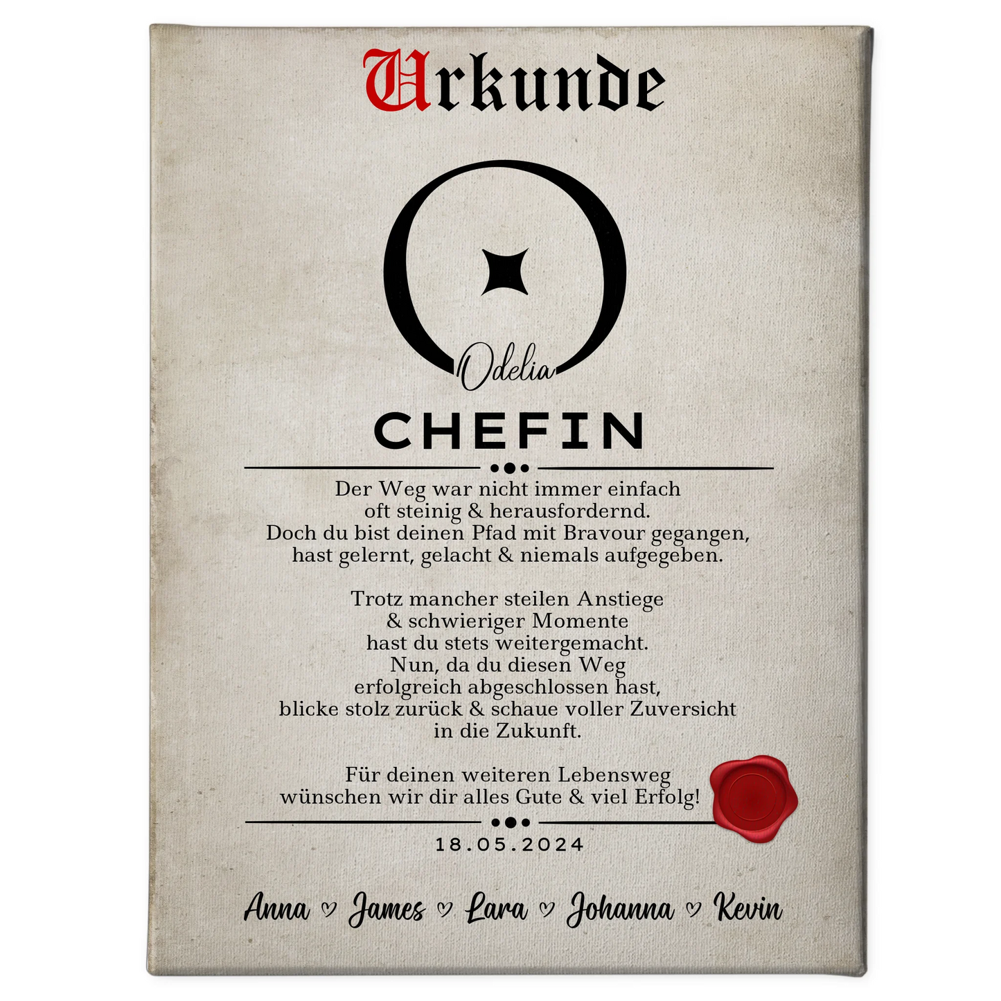 Geschenk Zum Abschluss Ausbildung Chefin Leinwand Urkunde 1