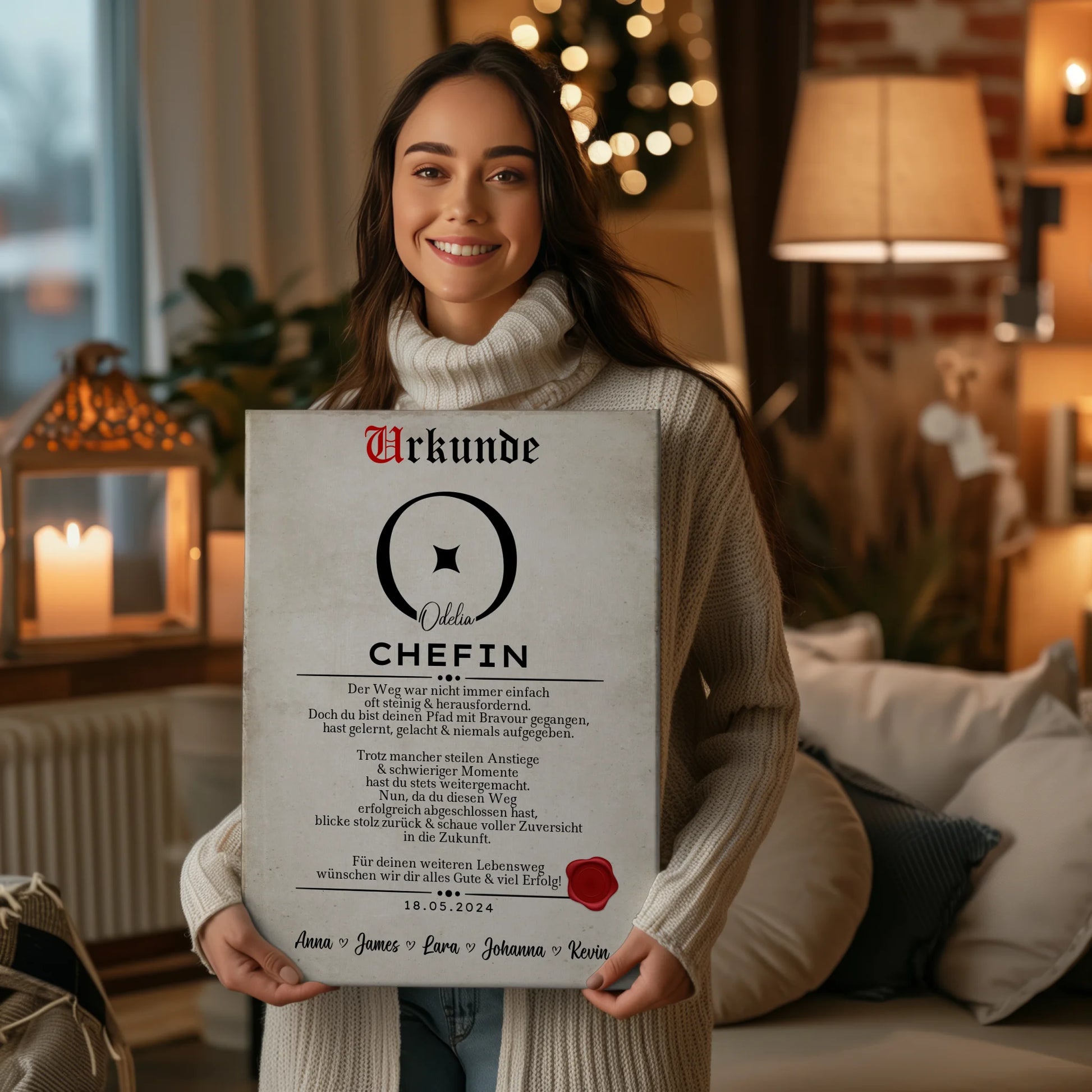 Geschenk Zum Abschluss Ausbildung Chefin Leinwand Urkunde 2