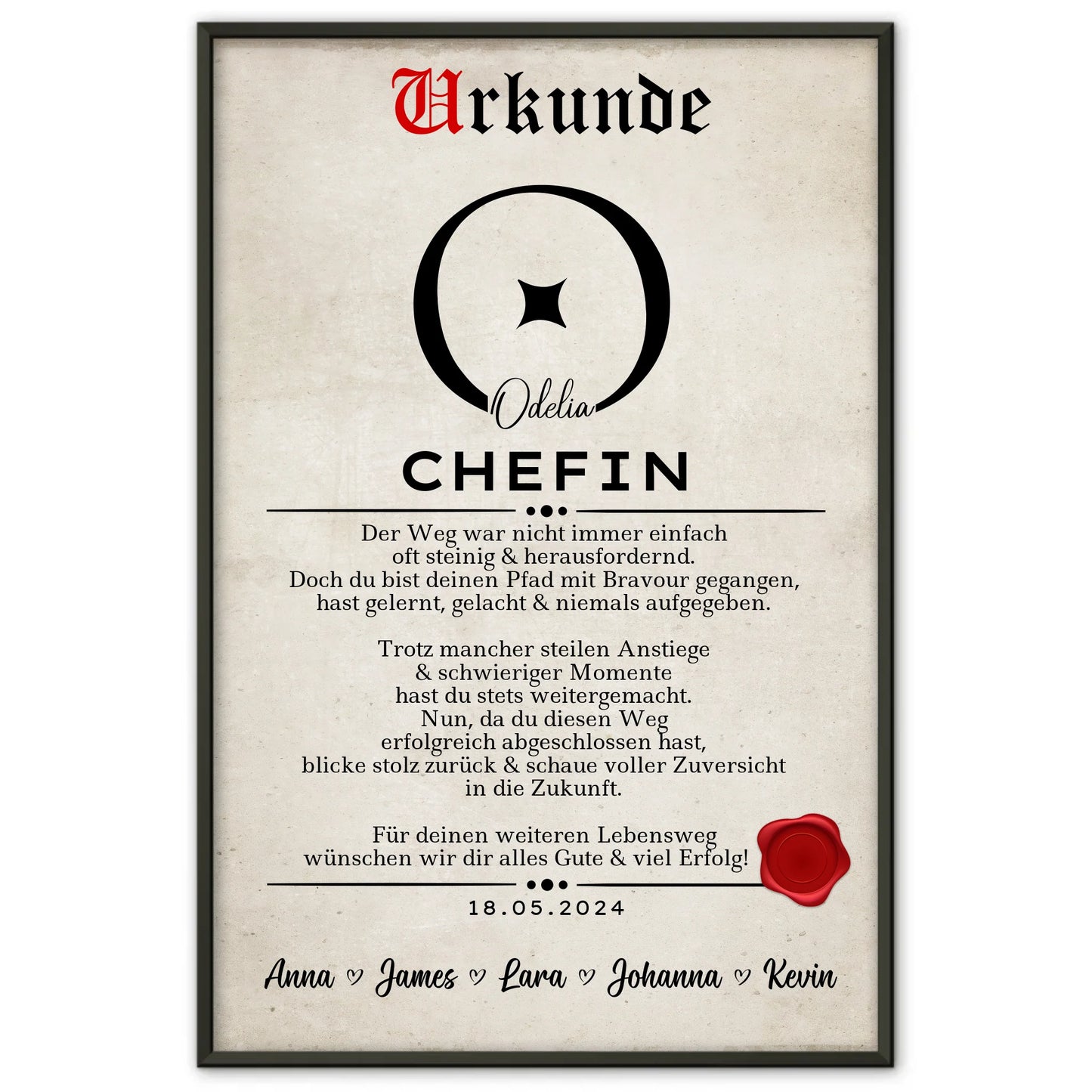 Geschenk Zum Abschluss Ausbildung Chefin Poster Urkunde