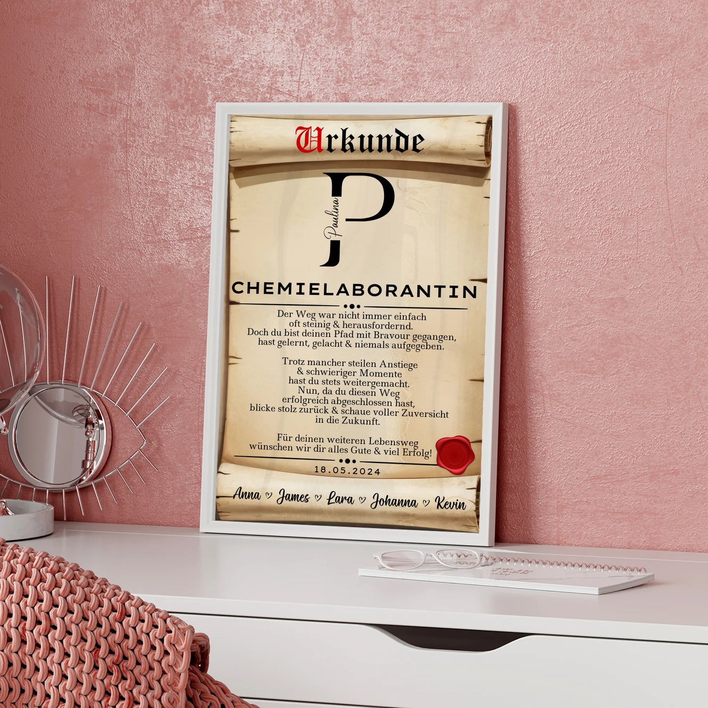 Geschenk Abschluss Ausbildung ChemielaborantinPoster Urkunde