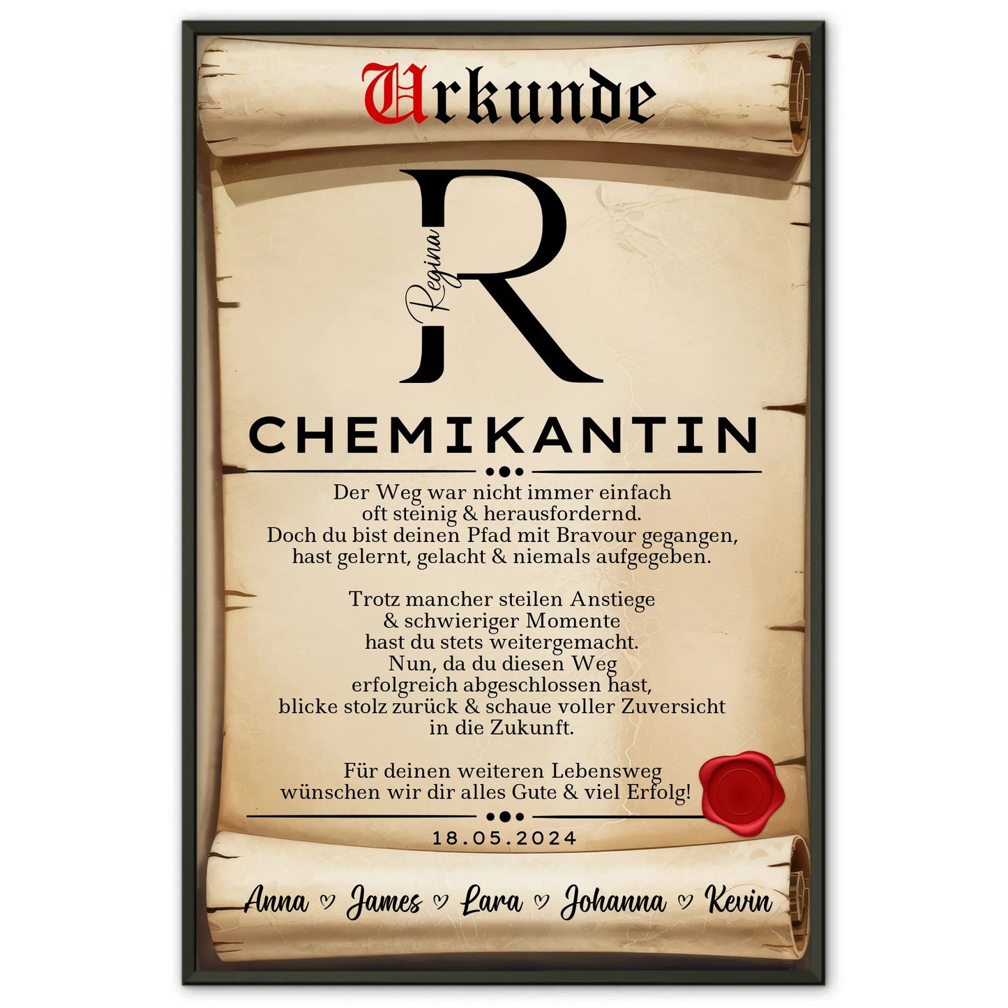 Chemikantin Ausbildungsabschluss Geschenk Poster Urkunde