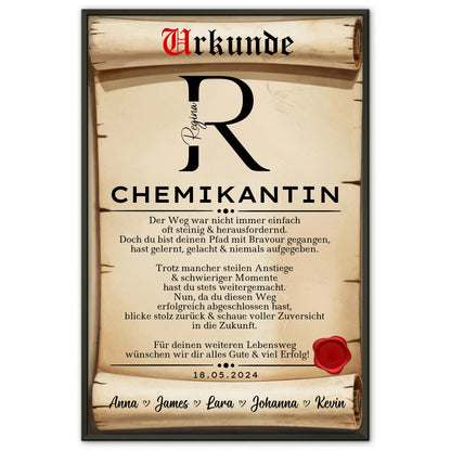 Chemikantin Ausbildungsabschluss Geschenk Poster Urkunde