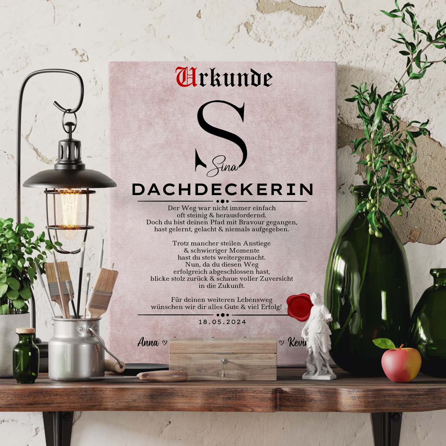 Geschenk Zum Abschluss Ausbildung Dachdeckerin Leinwand Urkunde 3