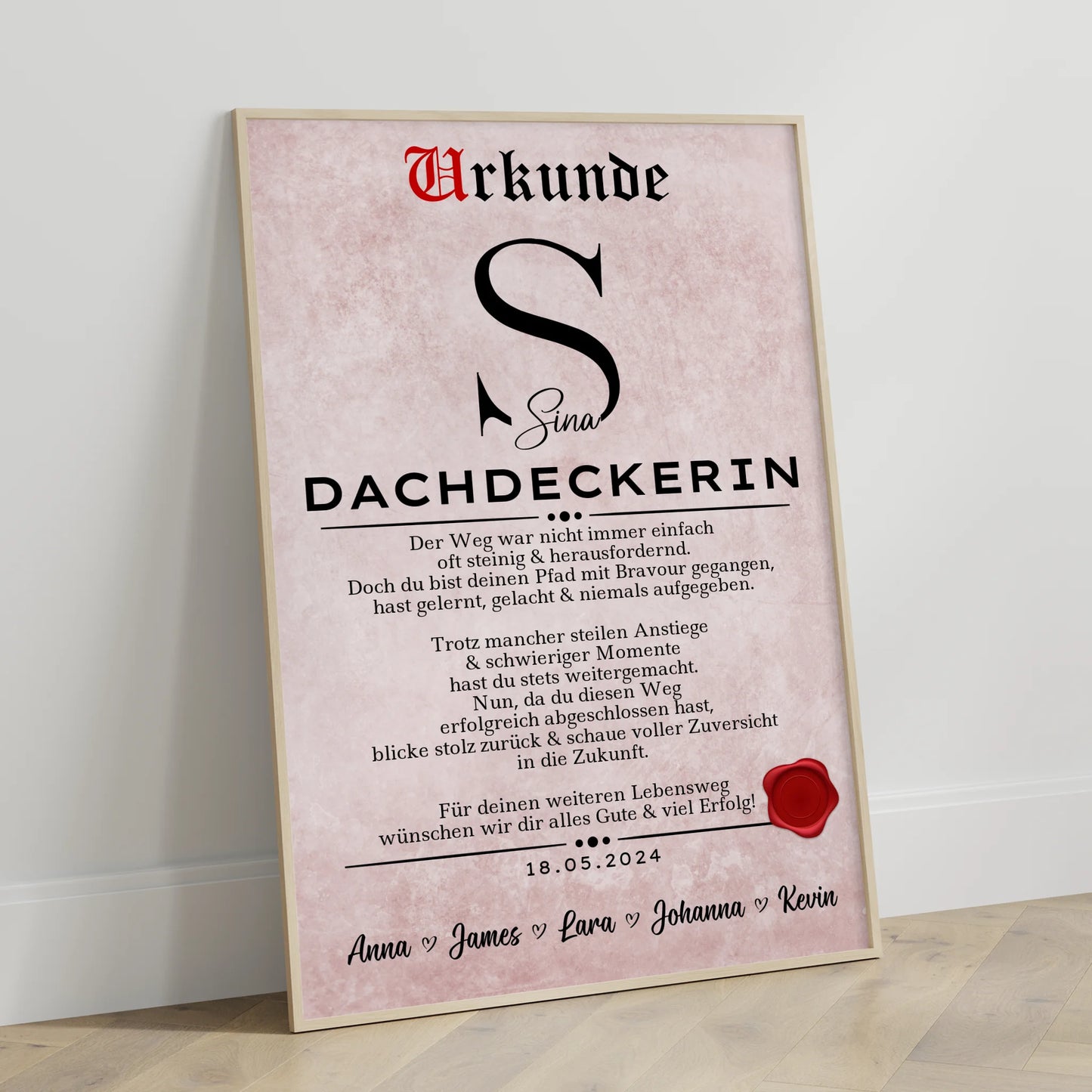 Geschenk Zum Abschluss AusbildungDachdeckerin Poster Urkunde