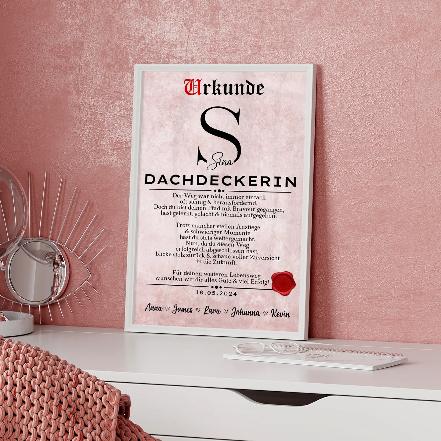 Geschenk Zum Abschluss AusbildungDachdeckerin Poster Urkunde