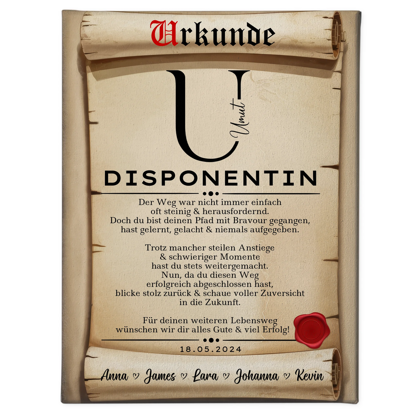 Ausbildungsabschluss Geschenk Disponentin Leinwand Urkunde 1