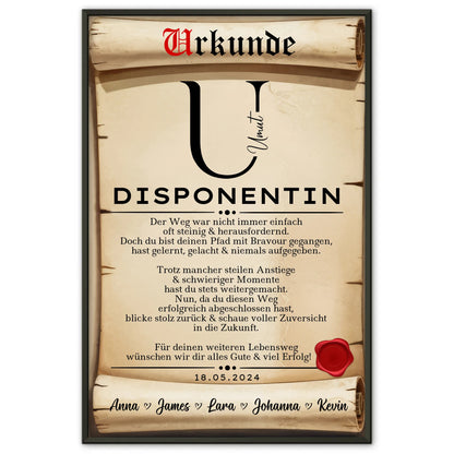 Ausbildungsabschluss Geschenk Poster Urkunde Disponentin
