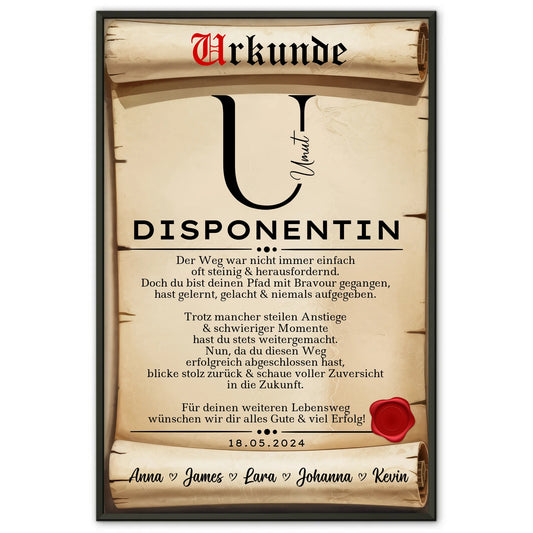 Ausbildungsabschluss Geschenk Poster Urkunde Disponentin