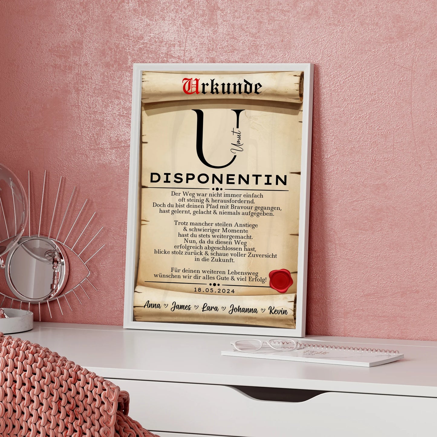 Ausbildungsabschluss Geschenk Poster Urkunde Disponentin