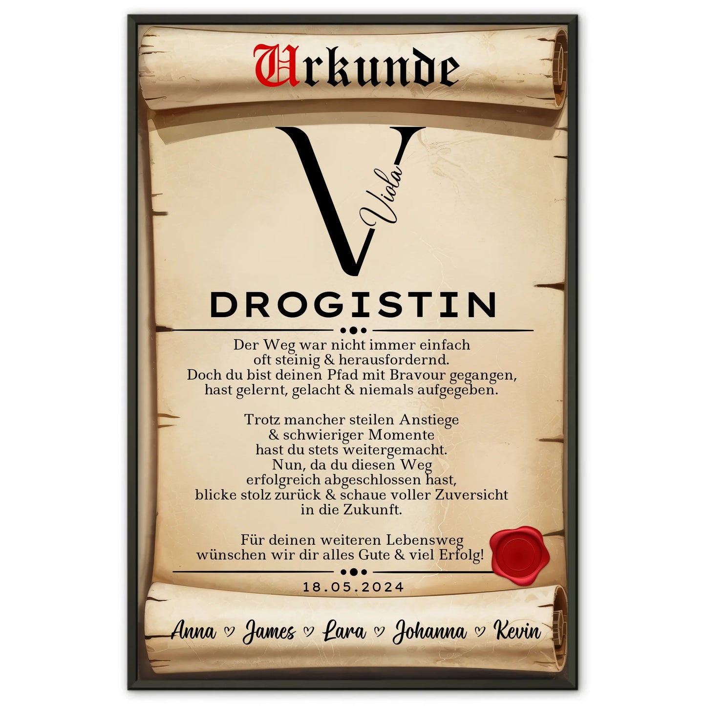 Geschenk Zum Abschluss Ausbildung Drogistin Poster Urkunde