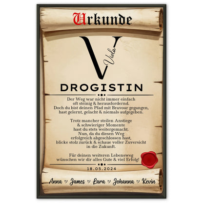 Geschenk Zum Abschluss Ausbildung Drogistin Poster Urkunde