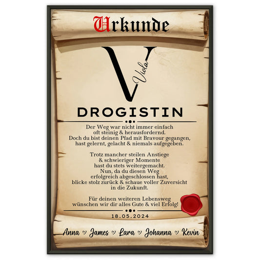 Geschenk Zum Abschluss Ausbildung Drogistin Poster Urkunde