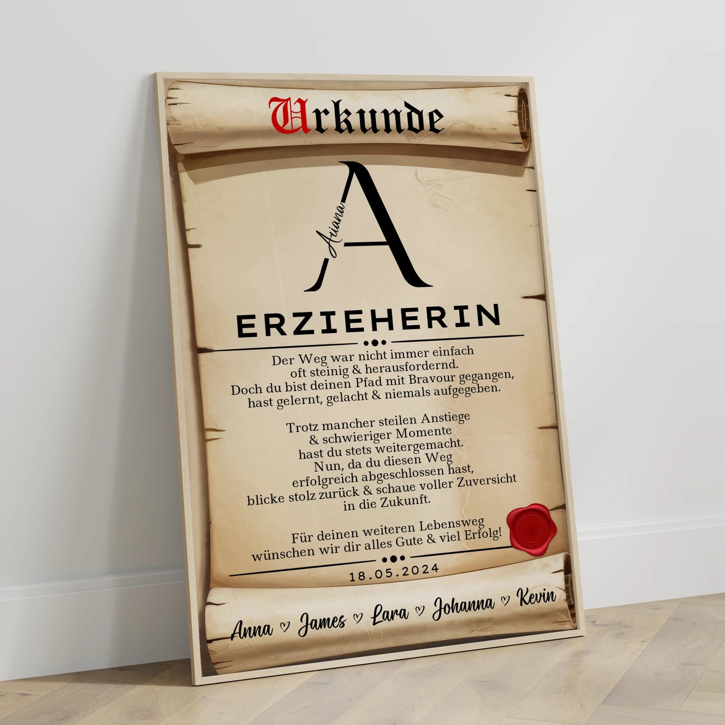 Geschenk Zum Abschluss Ausbildung Poster Urkunde Erzieherin