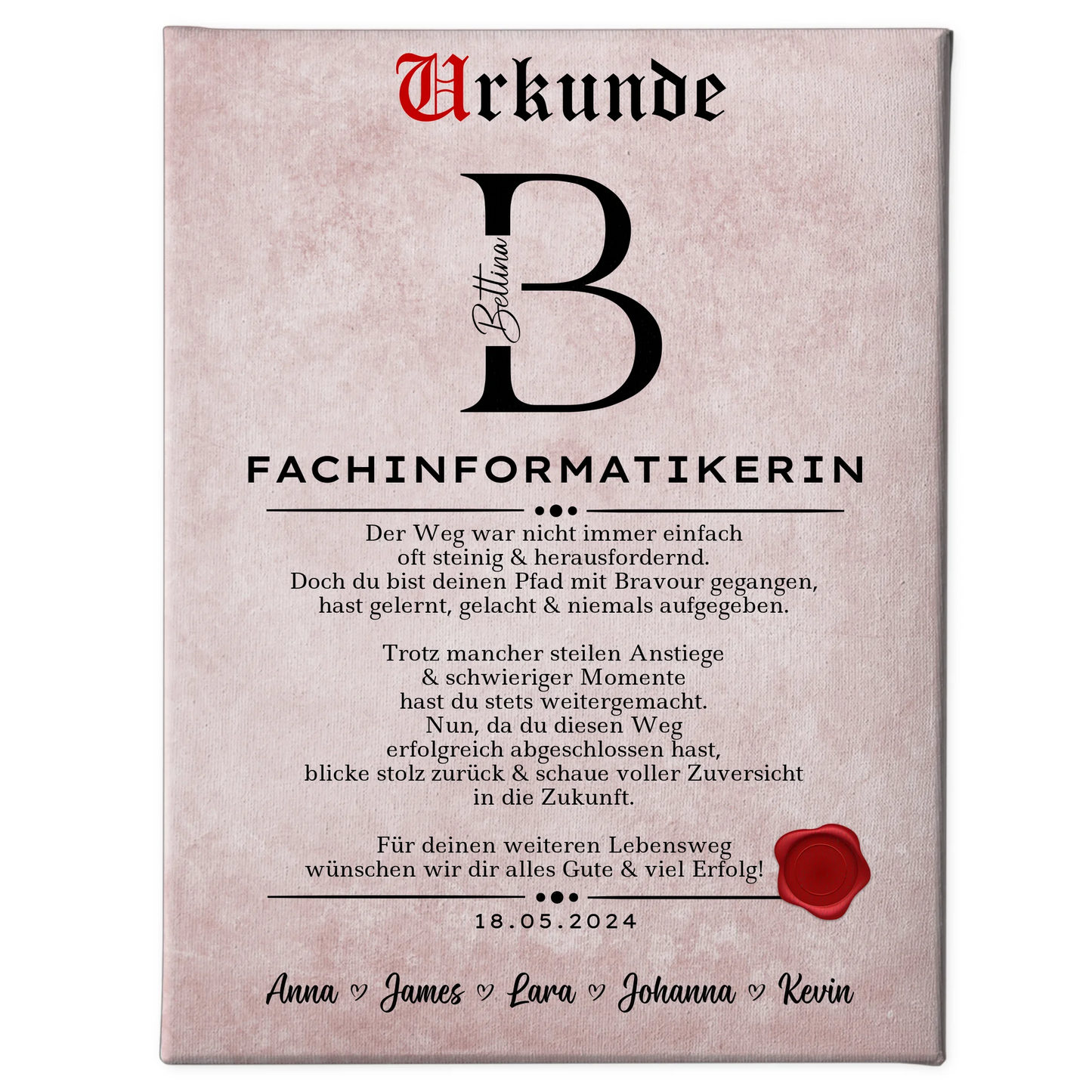 Geschenk Abschluss Ausbildung Fachinformatikerin Leinwand Urkunde 1