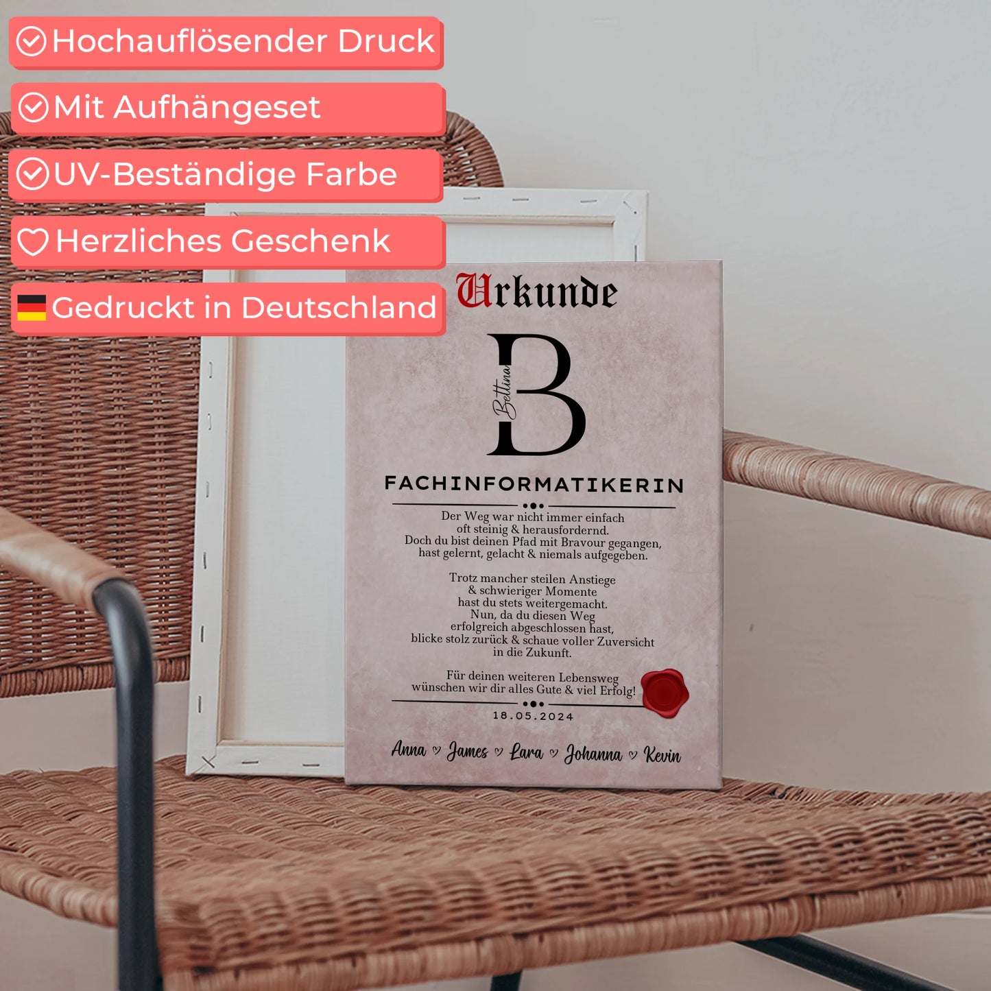 Geschenk Abschluss Ausbildung Fachinformatikerin Leinwand Urkunde 5