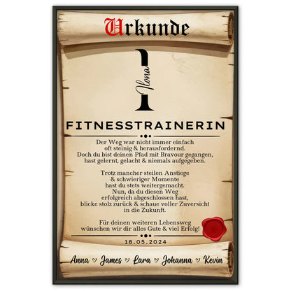 Ausbildungsabschluss Geschenk Fitnesstrainerin Poster Urkunde