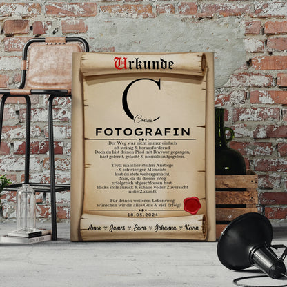Ausbildungsabschluss Geschenk Fotografin Leinwand Urkunde 4