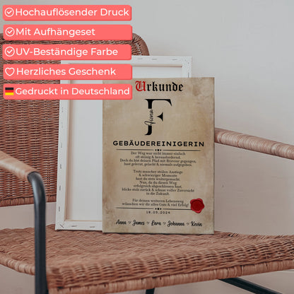 Ausbildungsabschluss Geschenk Gebäudereinigerin Leinwand Urkunde 5