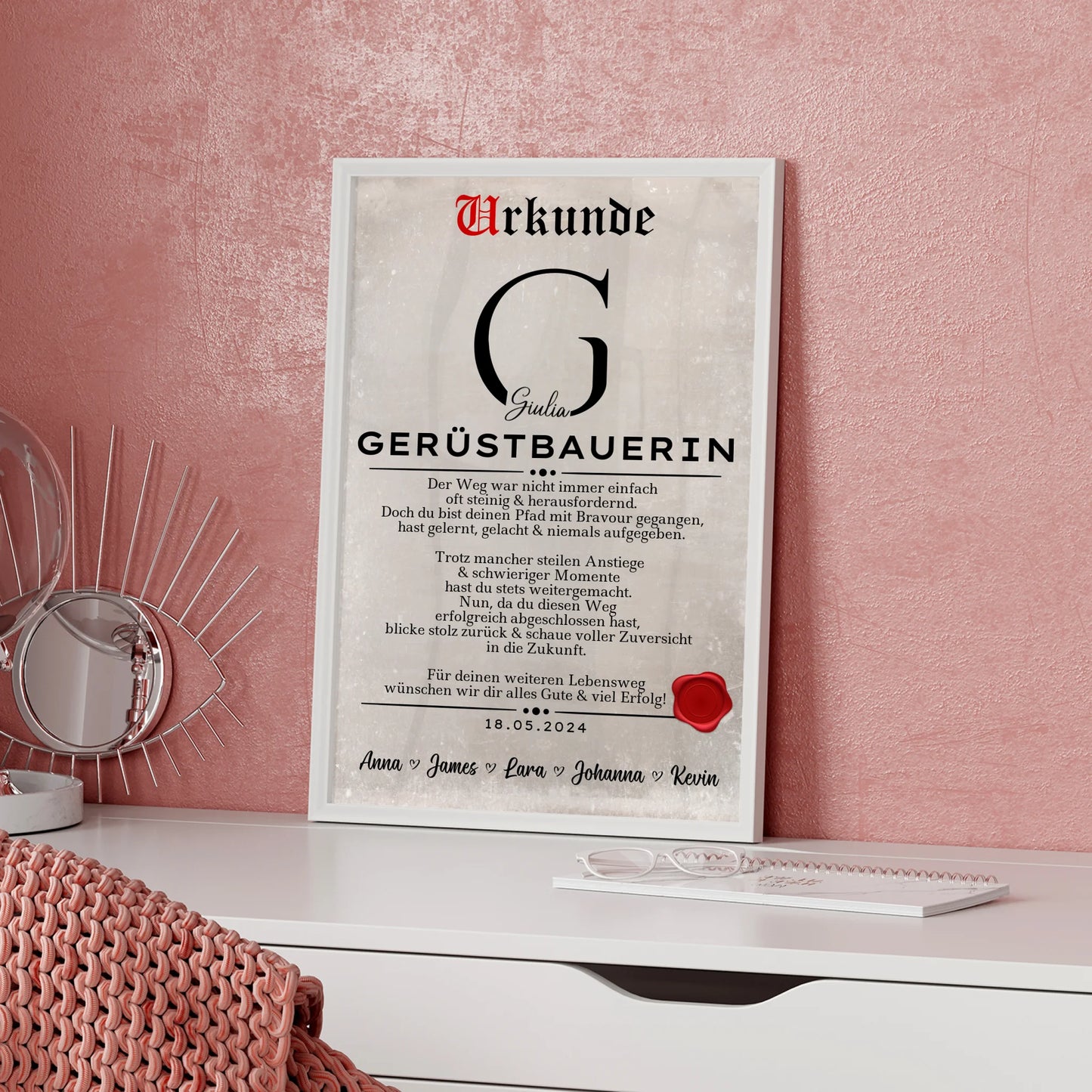 Geschenk Zum Abschluss AusbildungGeruestbauerinPoster Urkunde