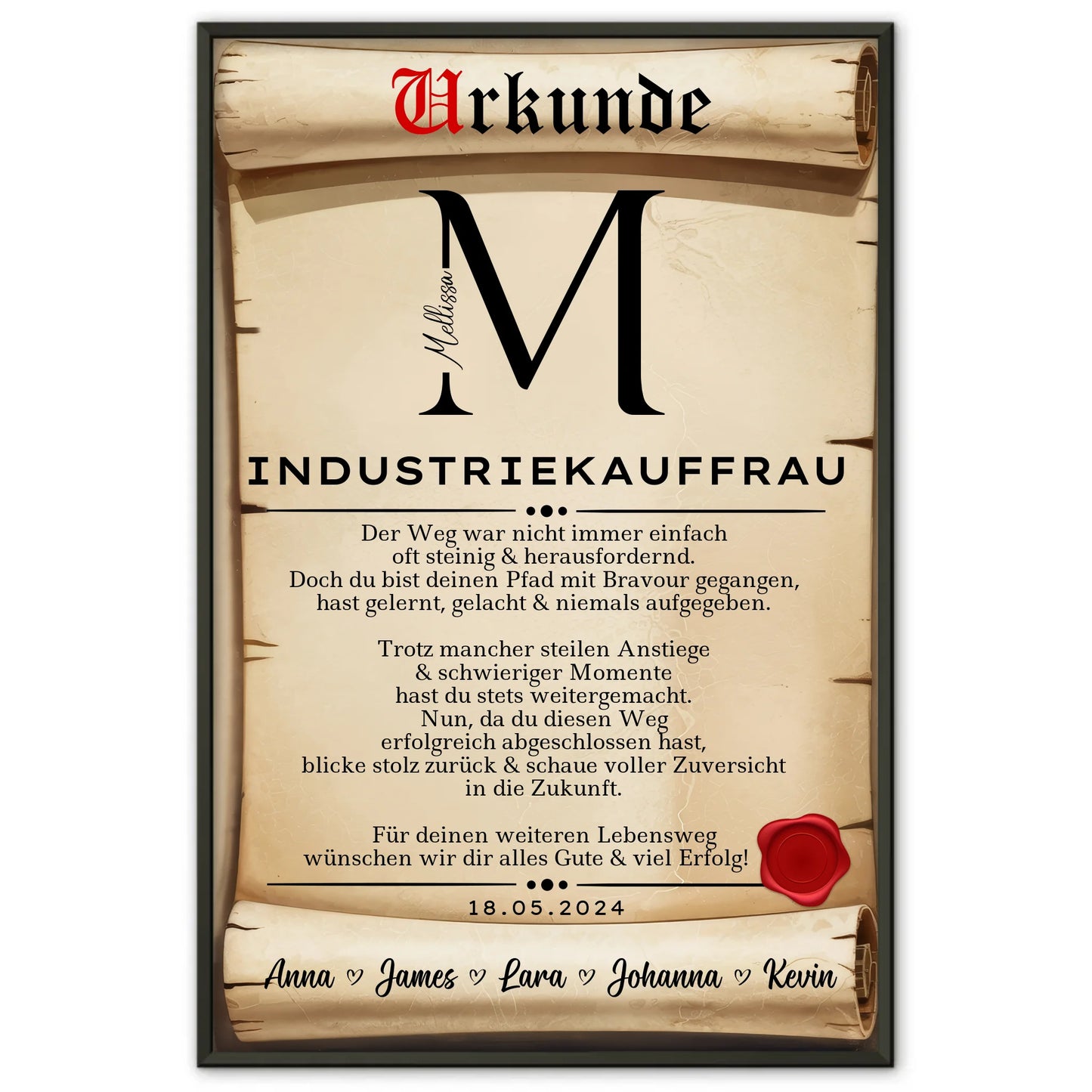 Geschenk Zum Abschluss Ausbildung Industriekauffrau Poster Urkunde Personalisiert