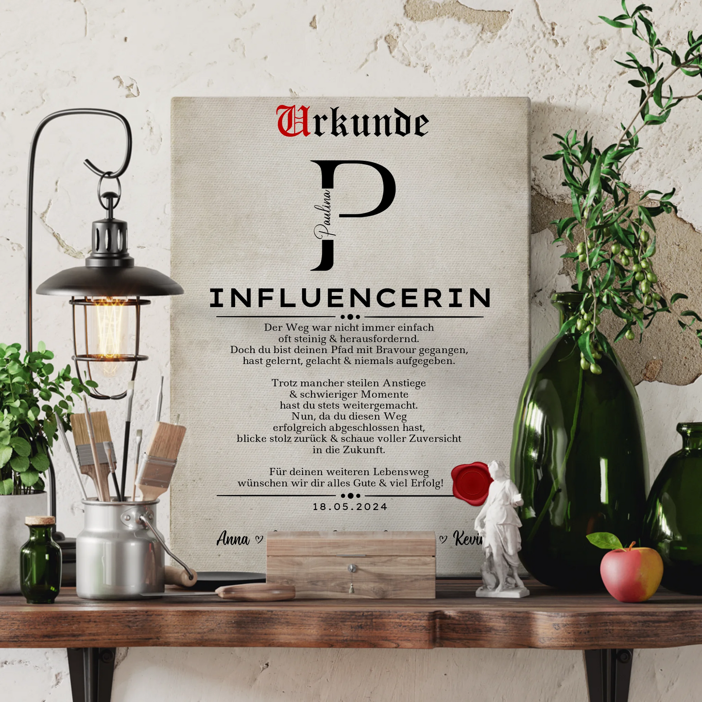 Ausbildungsabschluss Geschenk Influencerin Leinwand Urkunde 3