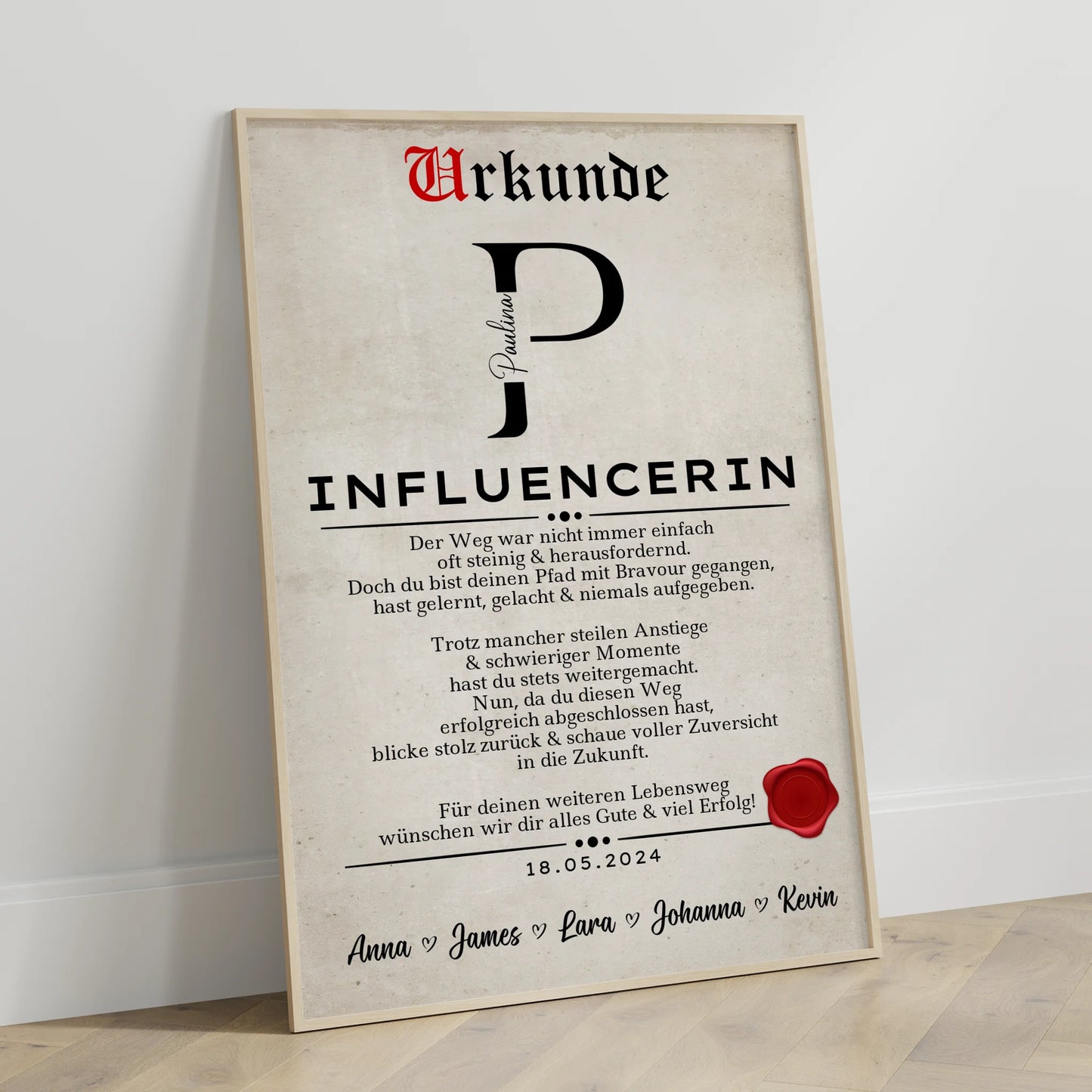 Ausbildungsabschluss Geschenk Influencerin Poster Urkunde