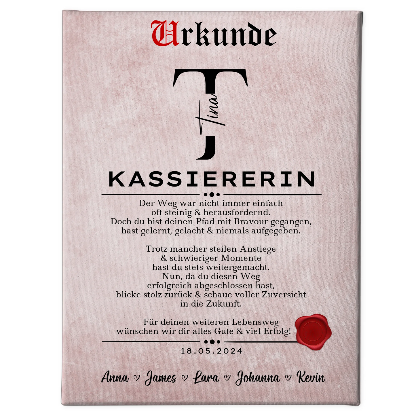 Ausbildungsabschluss Geschenk Kassiererin Leinwand Urkunde 1