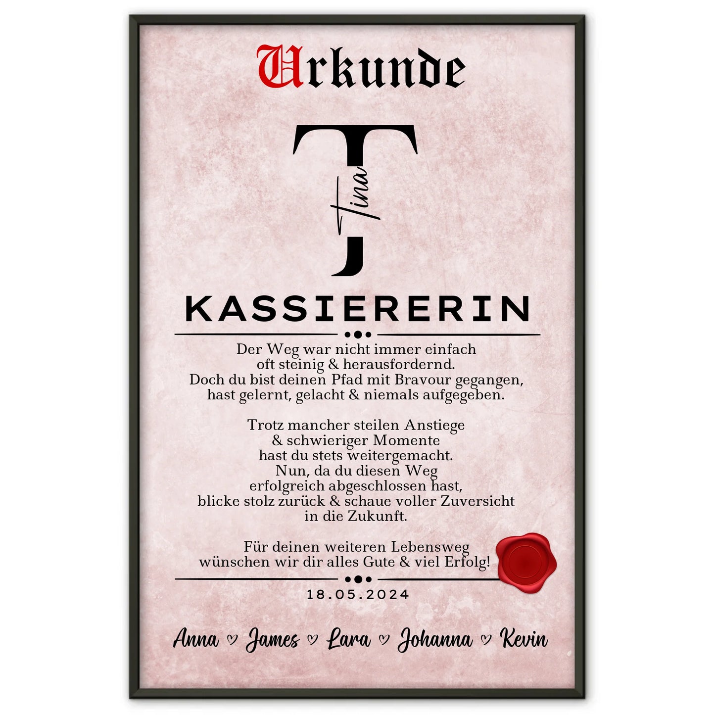 Ausbildungsabschluss Geschenk Kassiererin Poster Urkunde