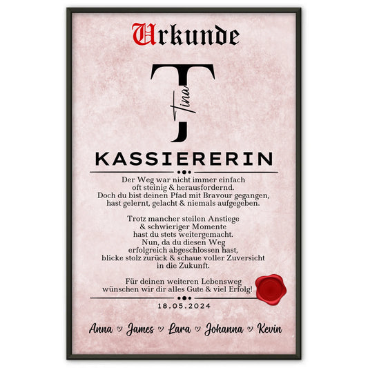 Ausbildungsabschluss Geschenk Kassiererin Poster Urkunde