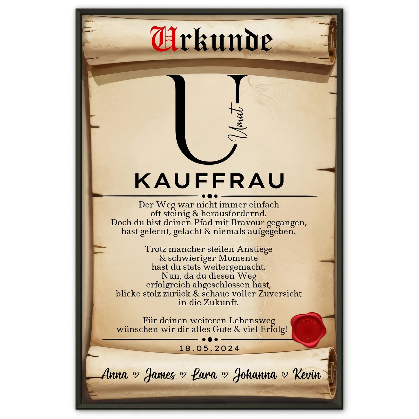 Geschenk Zum Abschluss Ausbildung Kauffrau Poster Urkunde