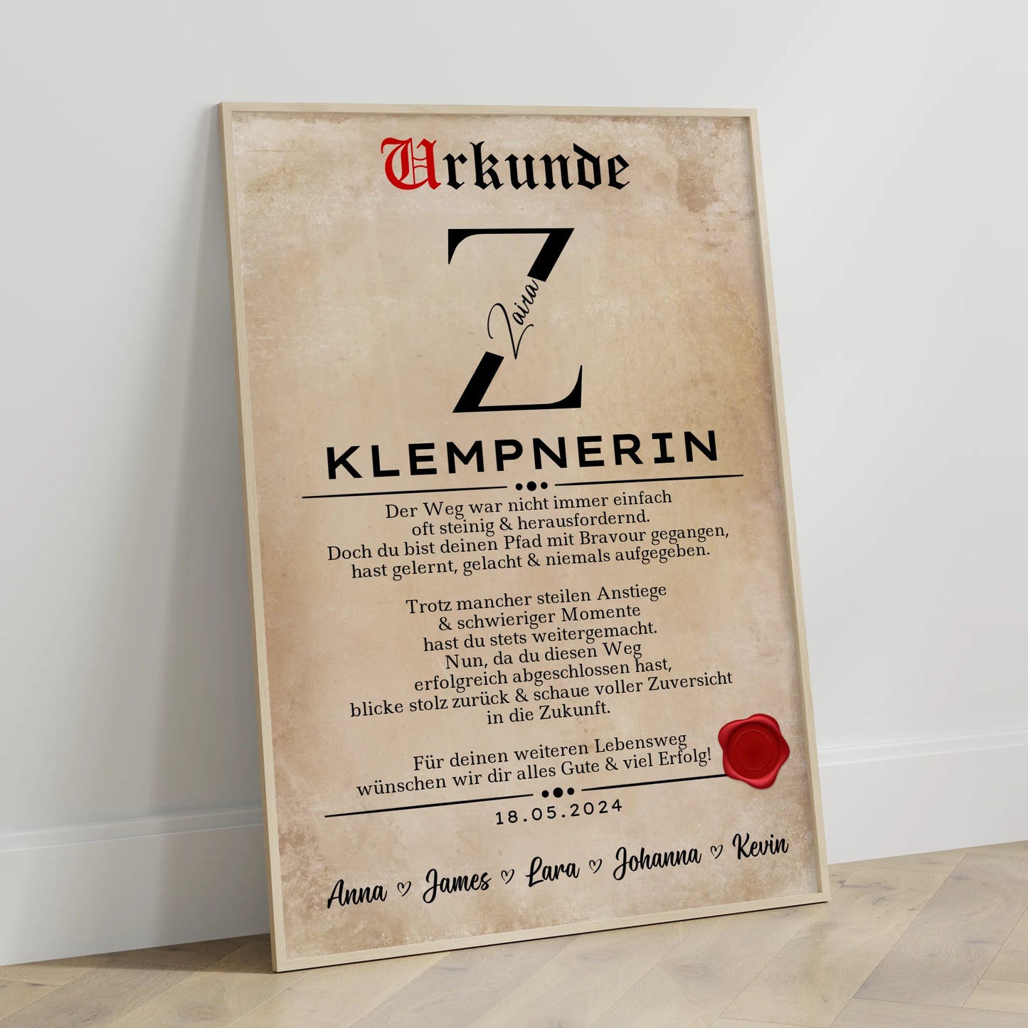 Geschenk Zum Abschluss Ausbildung Klempnerin Poster Urkunde