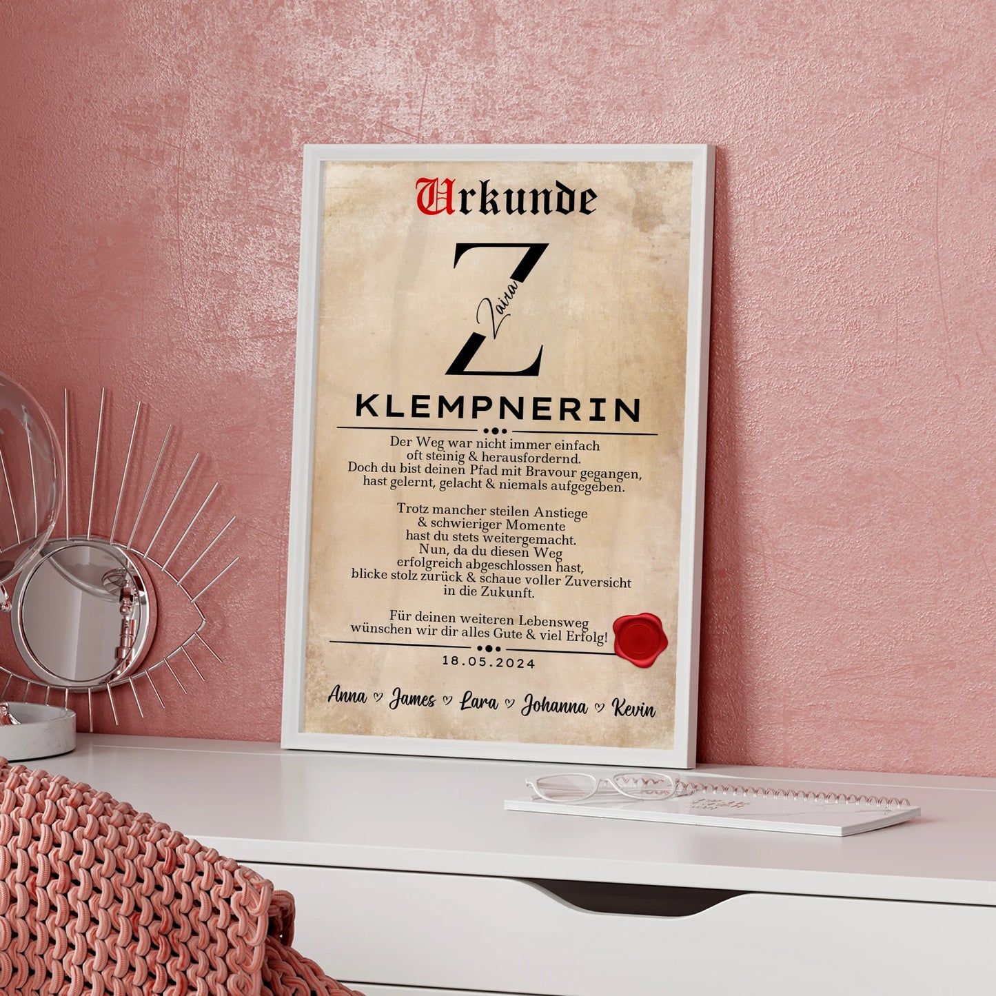 Geschenk Zum Abschluss Ausbildung Klempnerin Poster Urkunde