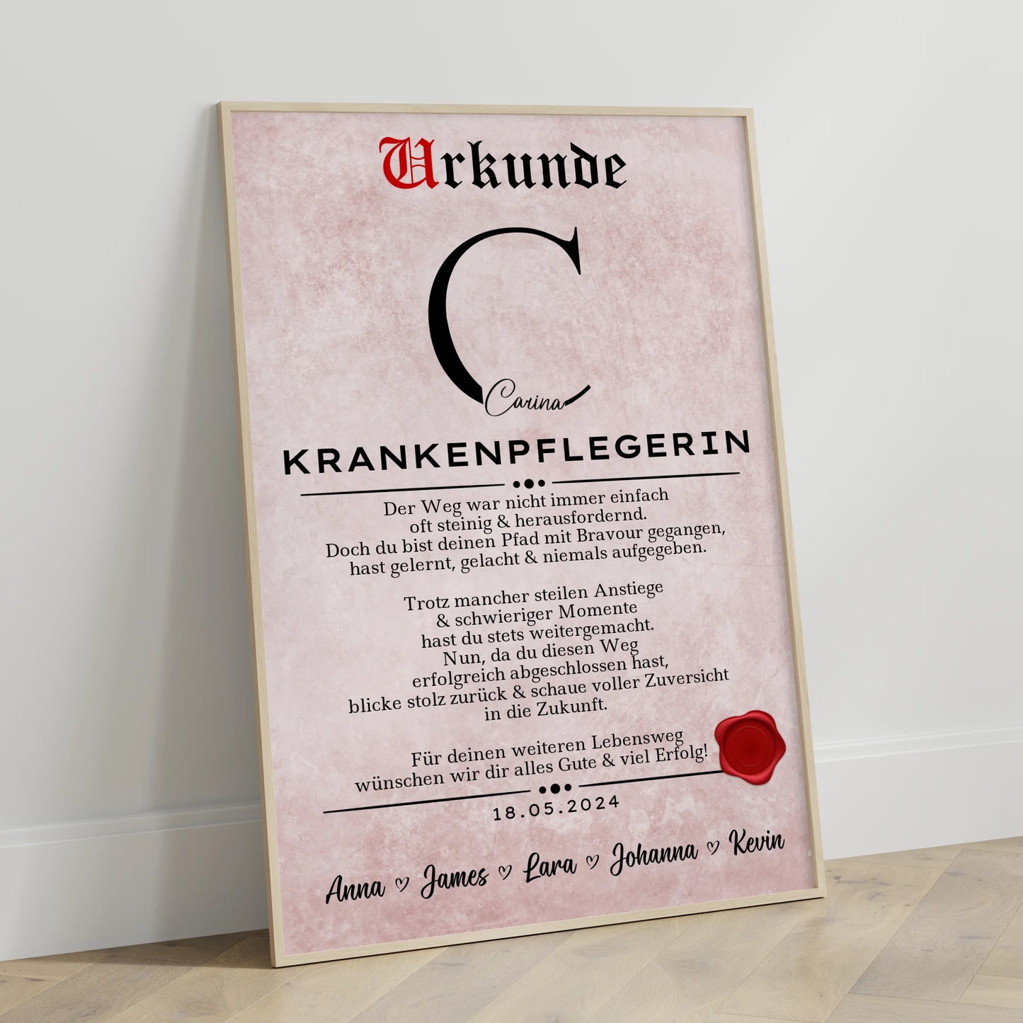 Geschenk Zum Abschluss Ausbildung Poster Urkunde Krankenpflegerin