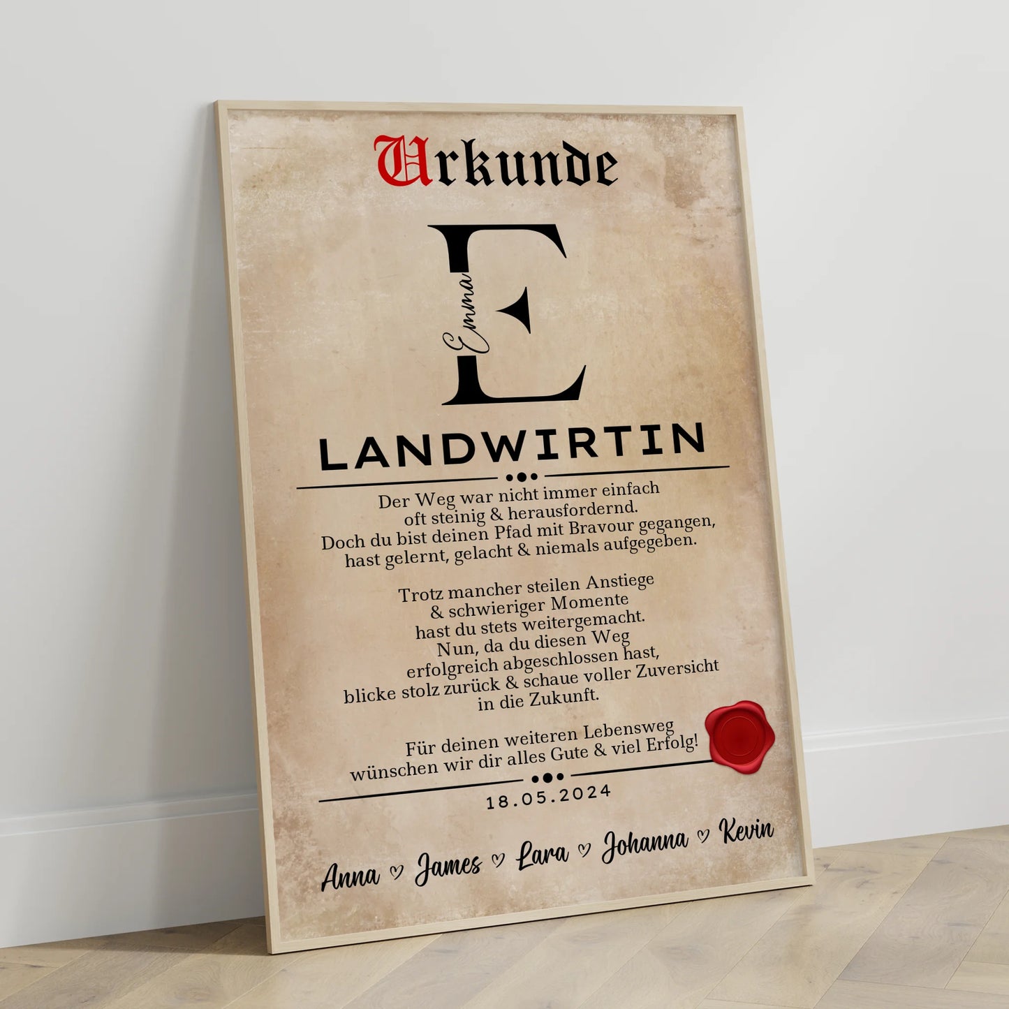 Ausbildungsabschluss Geschenk Landwirtin Poster Urkunde