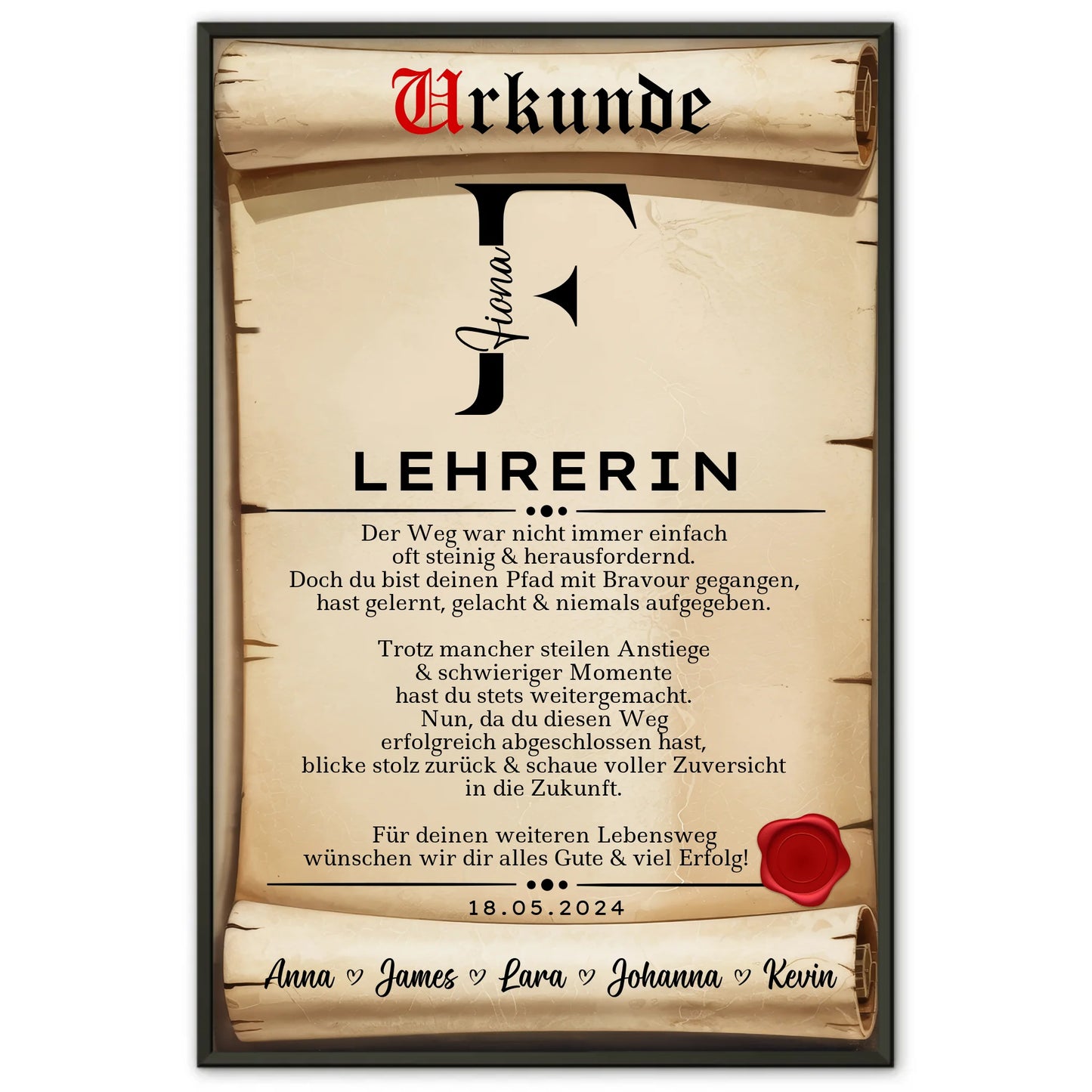 Geschenk Zum Abschluss Ausbildung Lehrerin Poster Urkunde