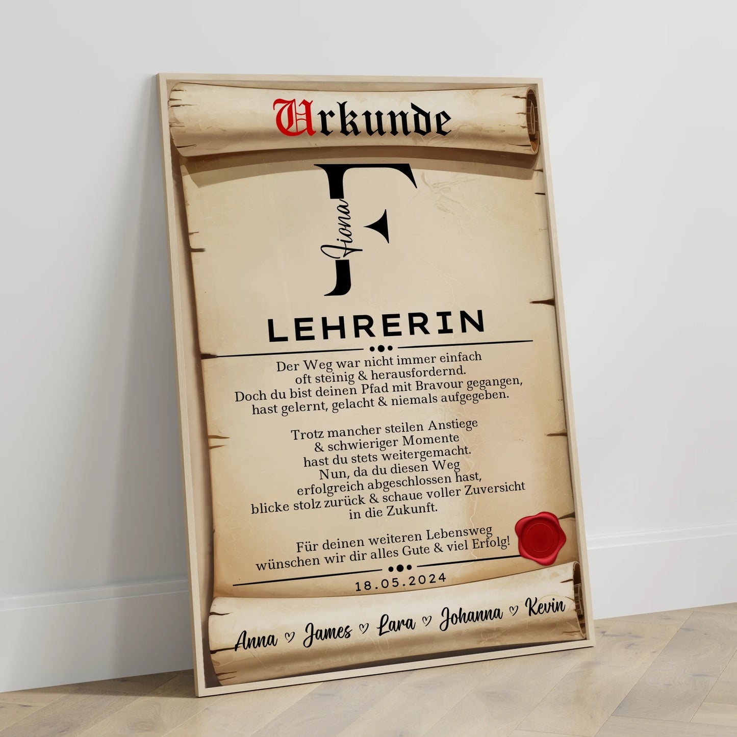 Geschenk Zum Abschluss Ausbildung Lehrerin Poster Urkunde