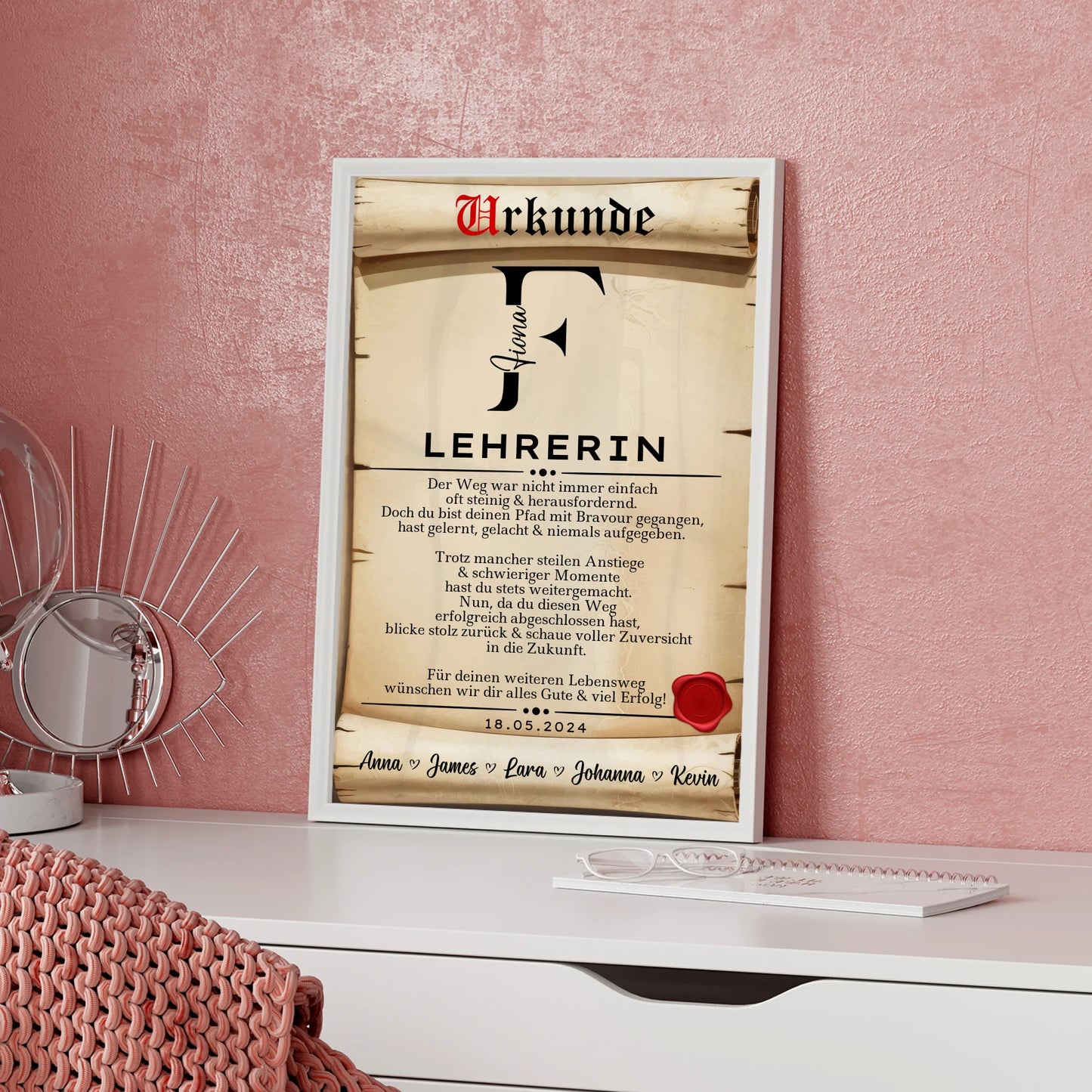 Geschenk Zum Abschluss Ausbildung Lehrerin Poster Urkunde