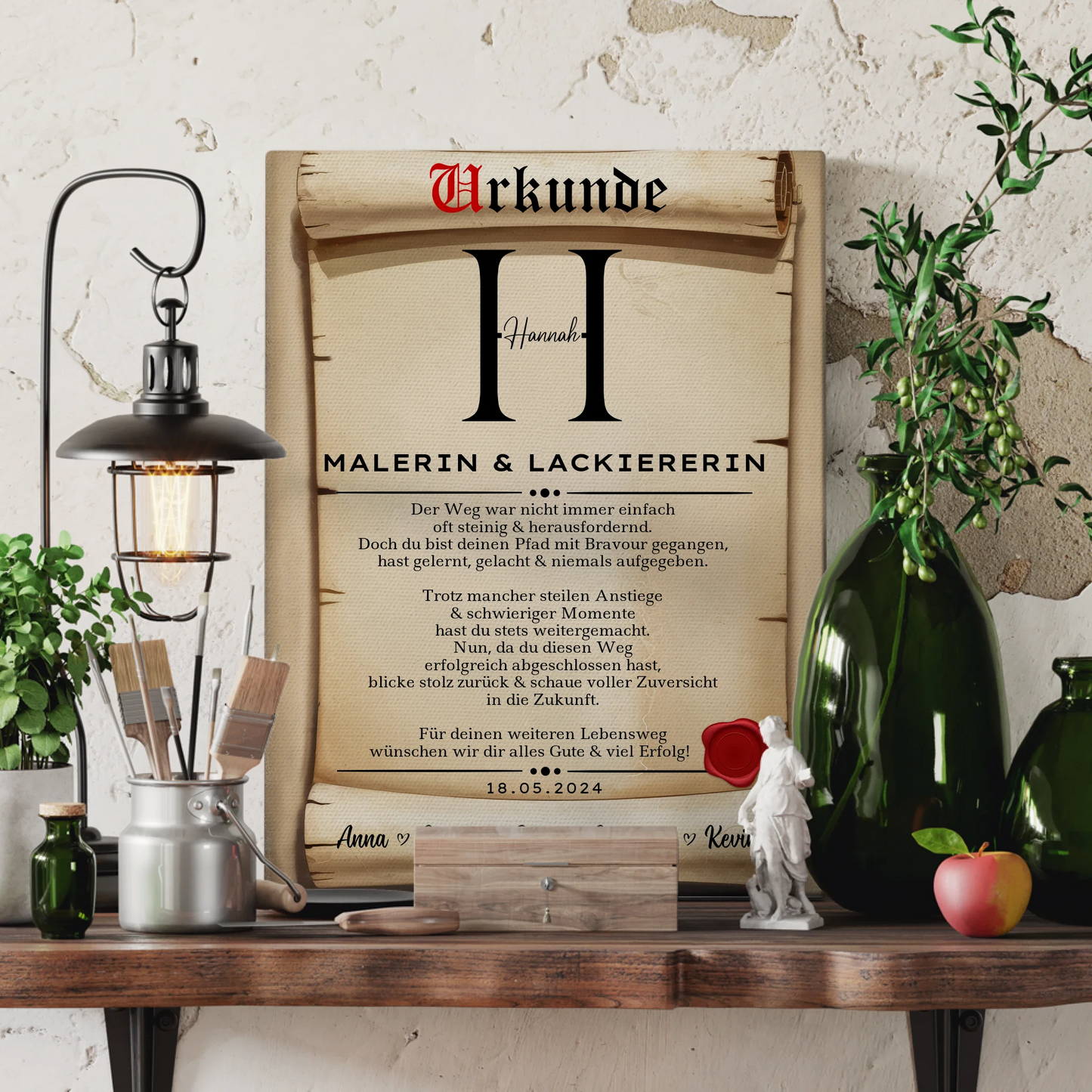 Ausbildungsabschluss Geschenk Malerin & Lackiererin Leinwand Urkunde 3