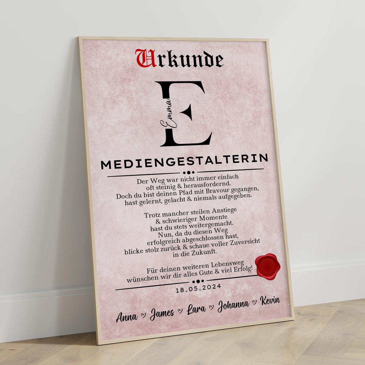 Geschenk Zum Abschluss Ausbildung Mediengestalterin Poster Urkunde Personalisiert