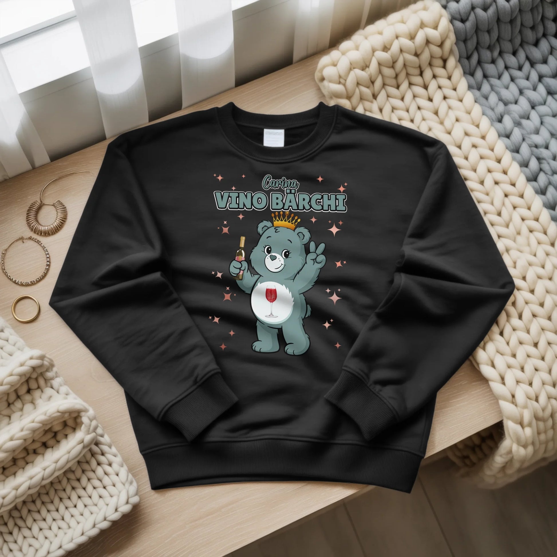 Sweatshirt Lustig Sauf Bärchi Vino Bärchi 3
