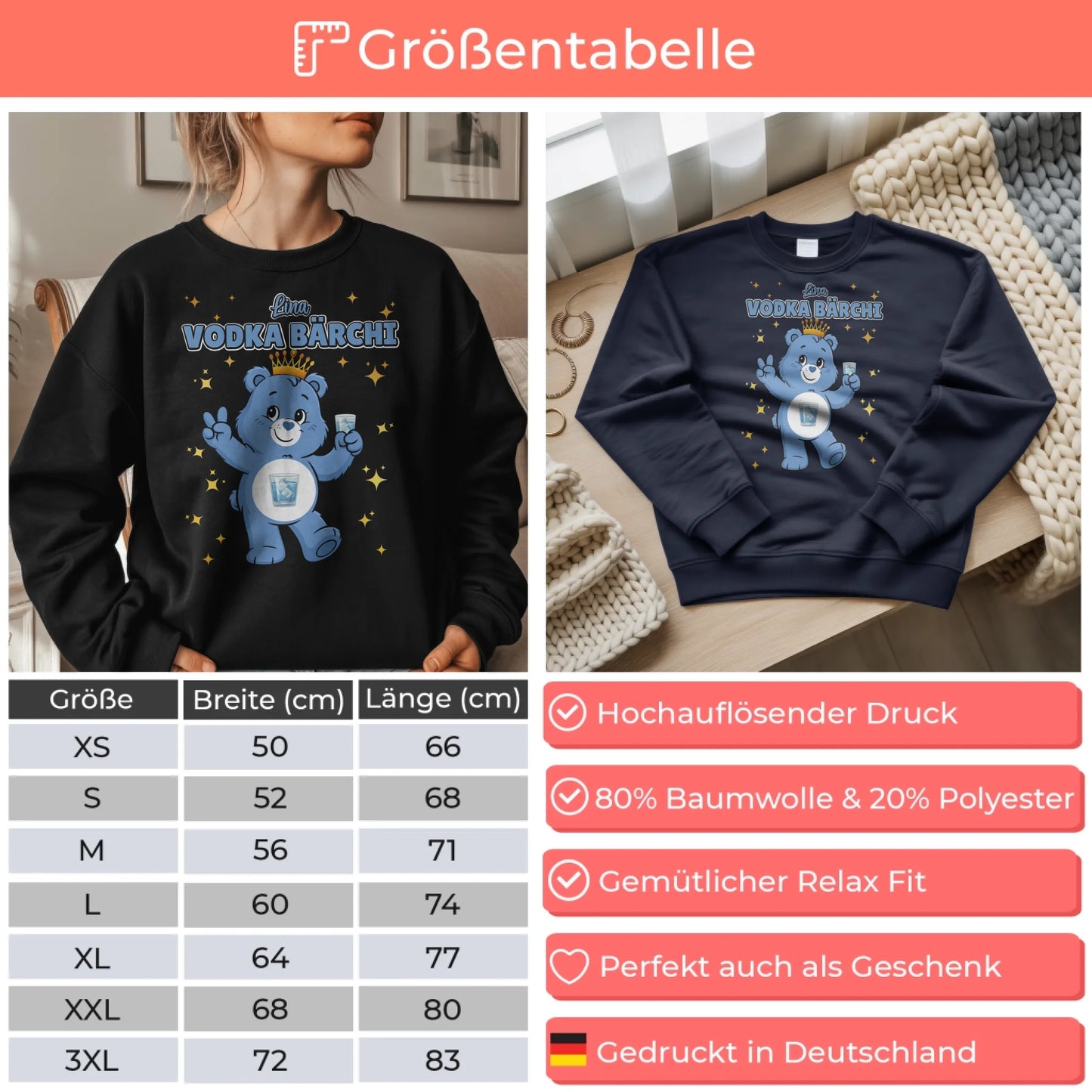Sweatshirt Saufbärchi Vodka Bärchi perfekt für den JGA und Party 6