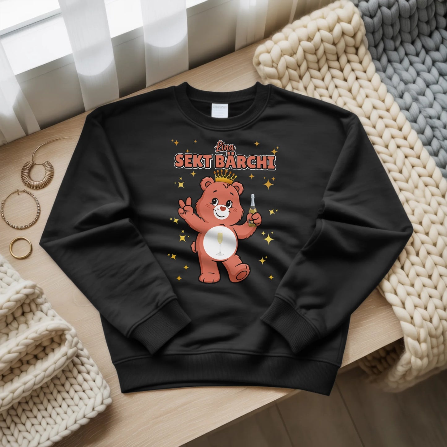 Lustiges Sweatshirt Sauf Bärchi Sekt Bärchi 3