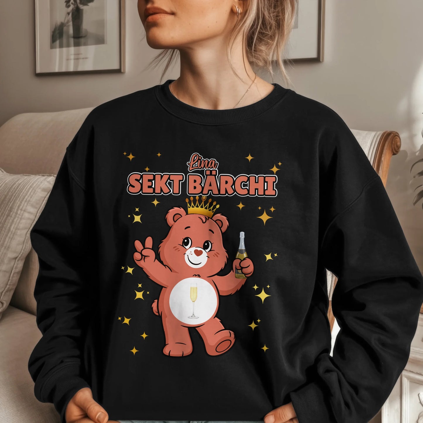 Lustiges Sweatshirt Sauf Bärchi Sekt Bärchi 1