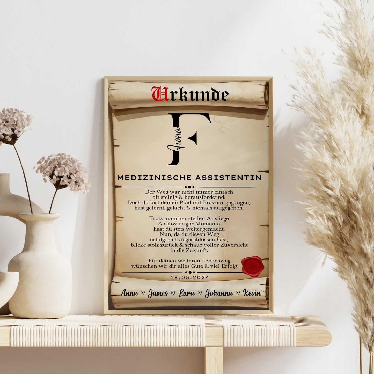 Geschenk Abschluss Ausbildung Medizinische Assistentin Poster Urkunde Personalisiert