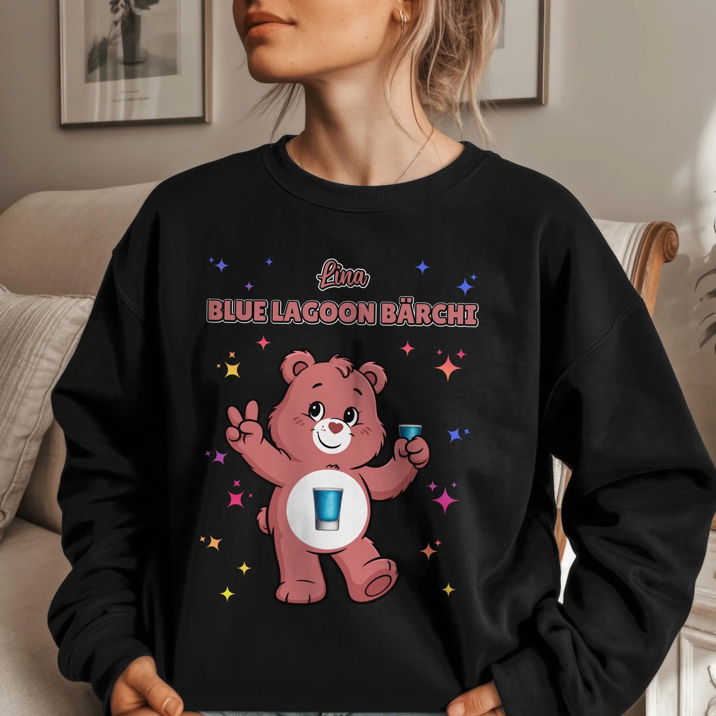 Sweatshirt Sauf Bärchi Blue Lagoon Bärchi Saufbärchi Sweatshirt für JGA und Party 1