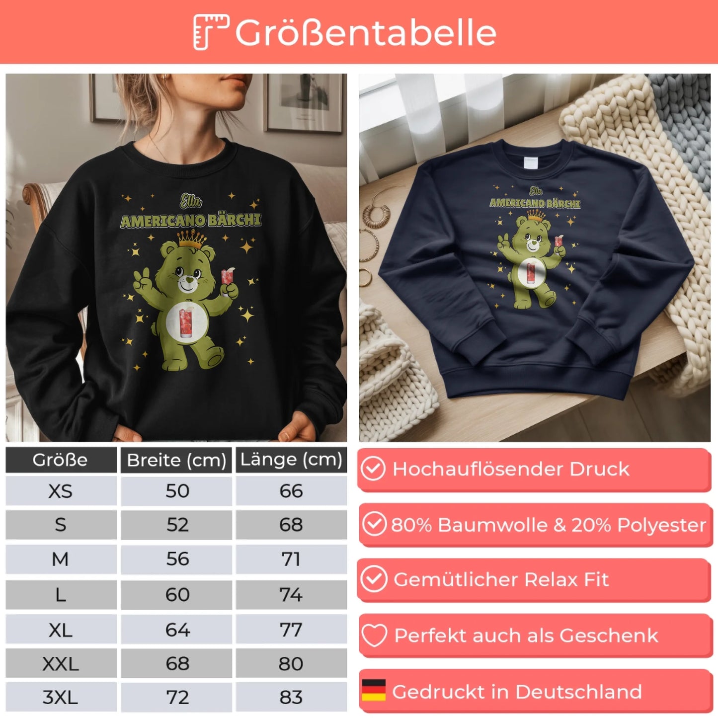 Lustiges Sweatshirt Saufbärchi Americano Bärchi perfekt für den JGA und Party 6