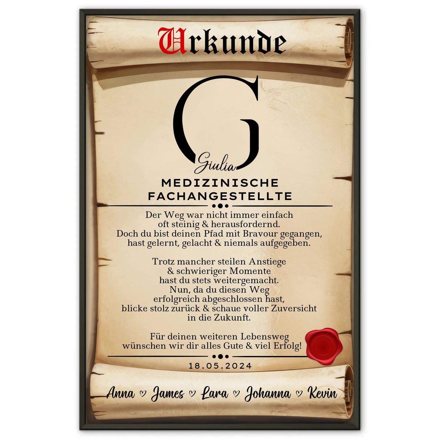 Ausbildungsabschluss Geschenk Poster Urkunde Medizinische Fachangestellte