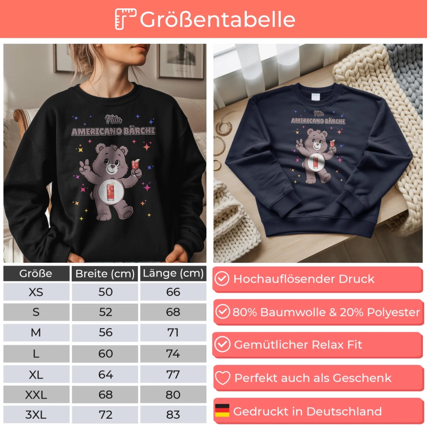 Sweatshirt Lustig Sauf Bärchi Americano Bärchi 6
